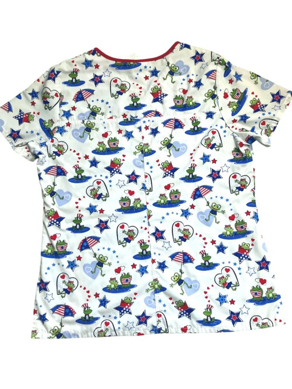 Patriotic Frog Scrub Top With V-Neck and Pockets Size M - Picture 4 of 9